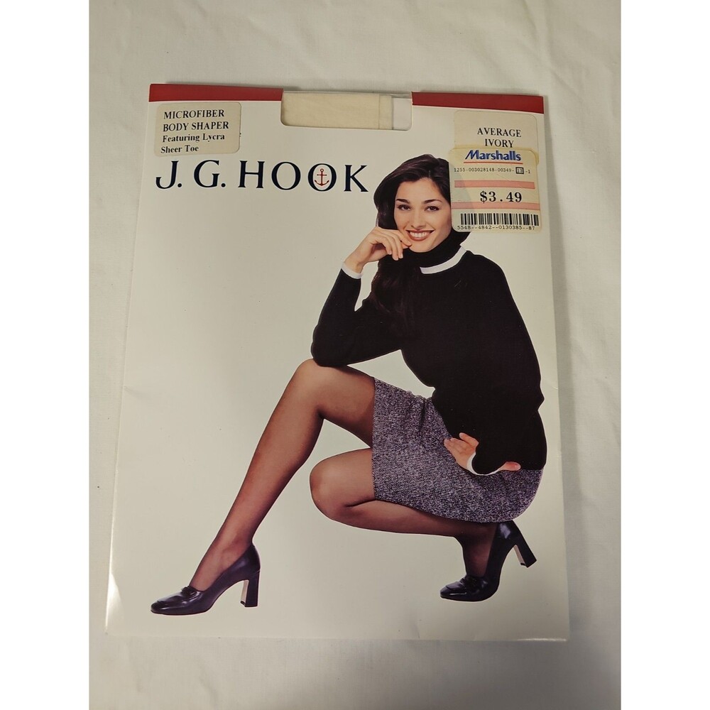 Vintage JG Hook Body Shaper Silky Sheer Pantyhose Average One size Ivory